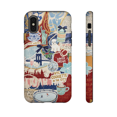 New York Winter Coquette Collage Tough Premium Phone Case - For iPhone 17 Pro Max iPhone 16 Pro iPhone 15 Iphone 14 Plus 13 Pro 12 11 10 XR