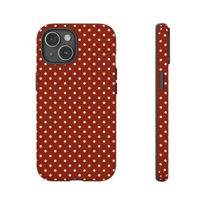 Aesthetic Tough Clay Red Polka Dots Premium Phone Case - For iPhone 17 Pro Max iPhone 16 Pro iPhone 15 Iphone 14 Plus 13 Pro 12 11 10 XR XS - Studio40ParkLane