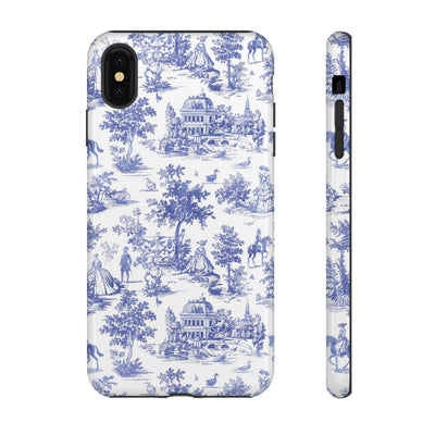 Premium Tough Blue French Toile Gift for Her Cute Phone Cases for Samsung and Iphone, 16, 15, 14, S24, S23, S22, S21, S20, Plus, Ultra, Pro