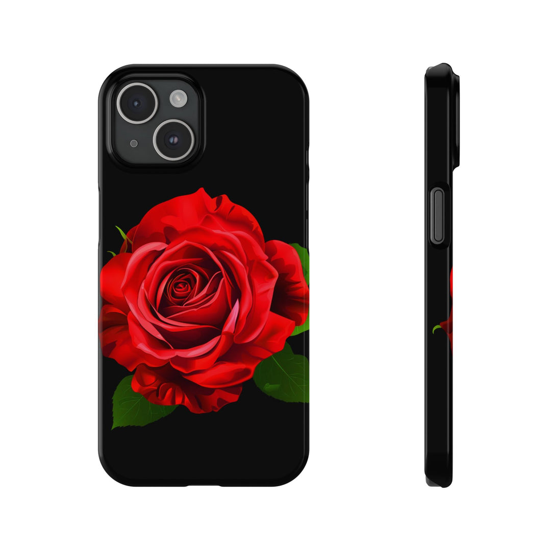Slim Red Rose Flowers Gift for Her Cute Phone Cases for Iphone 16 Pro Max | iPhone 15 Case | iPhone 15 Pro Max Case, Iphone 14, Iphone 14 Pro Max, Iphone 13 12 11 8 7 - Studio40ParkLane
