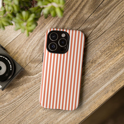 Tough Premium Peach Stripes Phone Case Gift for Her - For Apple iPhone 16 Pro Max 16e iPhone 15 Pro iPhone Iphone 14 Plus 13 Pro 12 SE XR - Studio40ParkLane