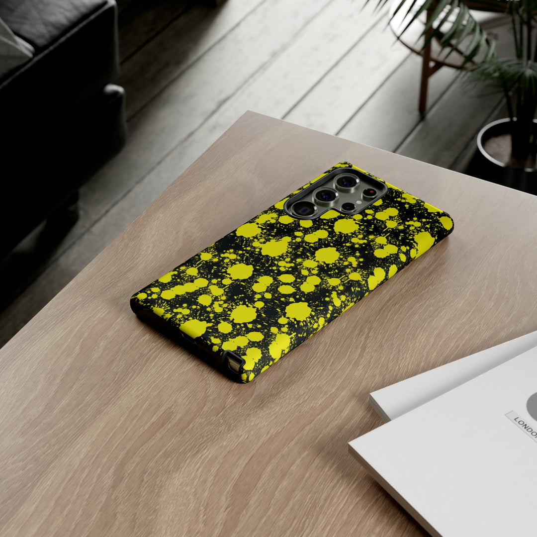 Cute Samsung Phone Case | Aesthetic Samsung Phone Case | Paint Splash Yellow Black | Galaxy S23, S22, S21, S20 | Luxury Double Layer | Cool - Studio40ParkLane