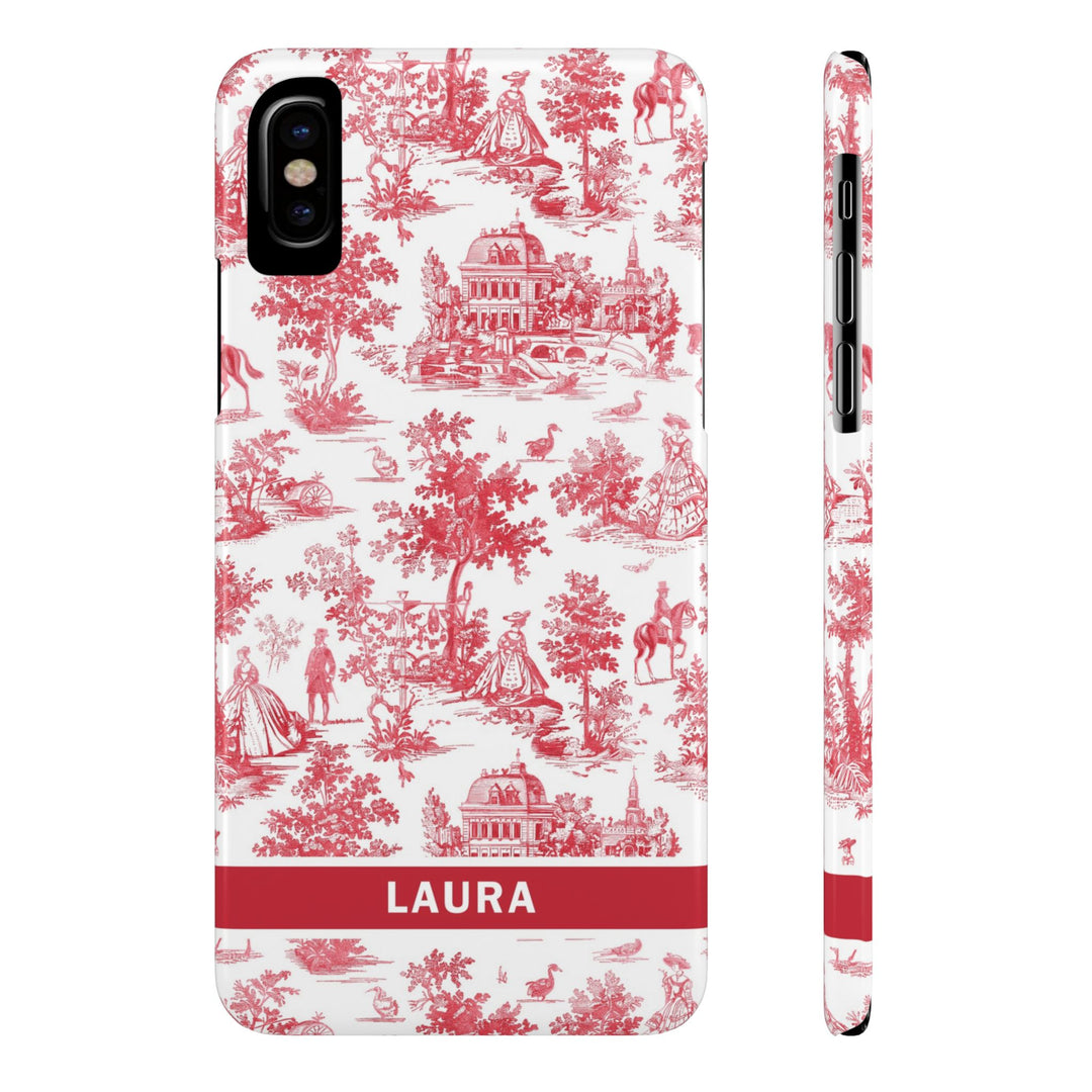 Slim French Toile Personalized Initial Custom Gift for Her Cute Phone Cases for Iphone 16 Pro Max | iPhone 15 Case | iPhone 15 Pro Max Case, Iphone 14, 13, 12, 11, 10, 8, 7 - Studio40ParkLane