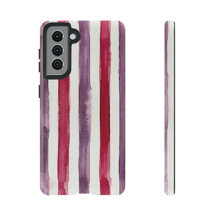 Tough Cute Wine Red Purple Stripes Phone Case, for IPhone 17 Pro Max | Iphone 17 Air, Iphone 16, IPhone 15, 14 13 12, Samsung Galaxy S26, S25, S24, S23 - Studio40ParkLane