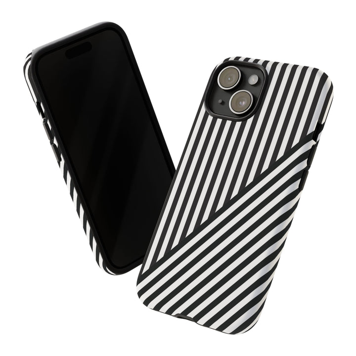 Aesthetic Tough Black White Stripes Phone Case - For iPhone 17 Pro Max iPhone 16 Pro iPhone 15 Iphone 14 Plus 13 Pro 12 11 10 XR - Studio40ParkLane