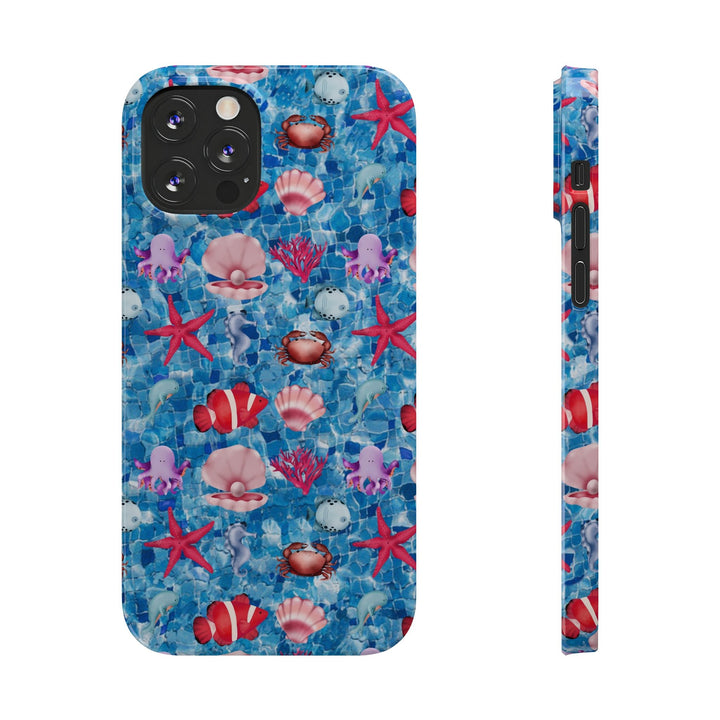 Slim Cute Phone Cases for Iphone - | iPhone 15 Case | iPhone 15 Pro Max Case, Iphone 14 Case, Iphone 14 Pro Max, Iphone 13, Blue Red Under Sea - Studio40ParkLane