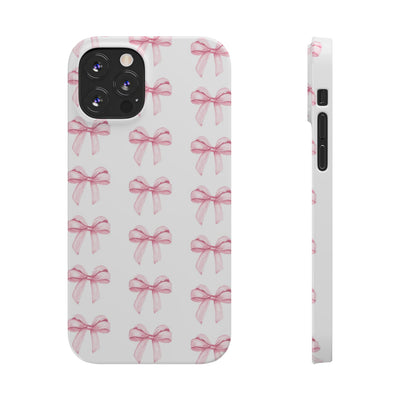 Slim Pink Bows Cute Phone Cases for Iphone 16 Pro Max | iPhone 15 Case | iPhone 15 Pro Max Case, Iphone 14, Iphone 14 Pro Max, Iphone 13 12 11 8 7