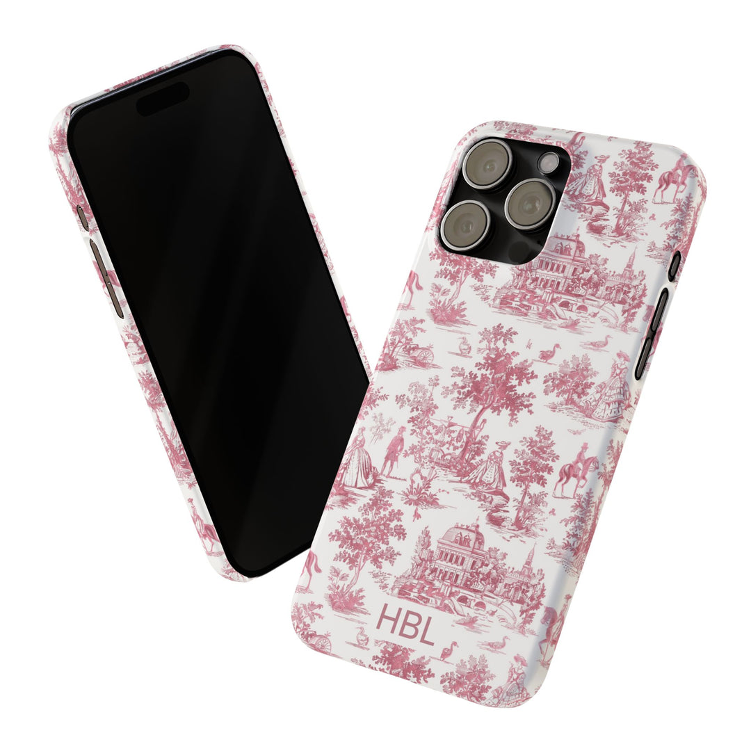 Slim Personalized Slim Pink Vintage French Toile Cute Phone Cases for Iphone 16 Pro Max | iPhone 15 Case | iPhone 15 Pro Max Case, Iphone 14, Iphone 14 Pro Max, Iphone 13 12 11 8 7 - Studio40ParkLane