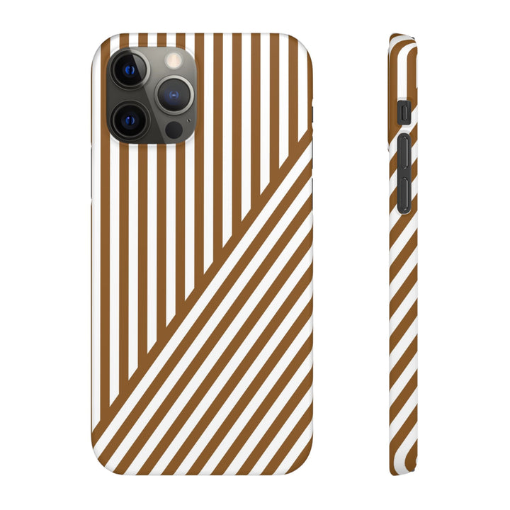 Aesthetic Mocha Brown Stripes Cute Phone Case Sleek Snap - For iPhone 17 Pro Max iPhone 16 Pro iPhone 15 Iphone 14 Plus 13 Pro 12 11 10 Gift - Studio40ParkLane