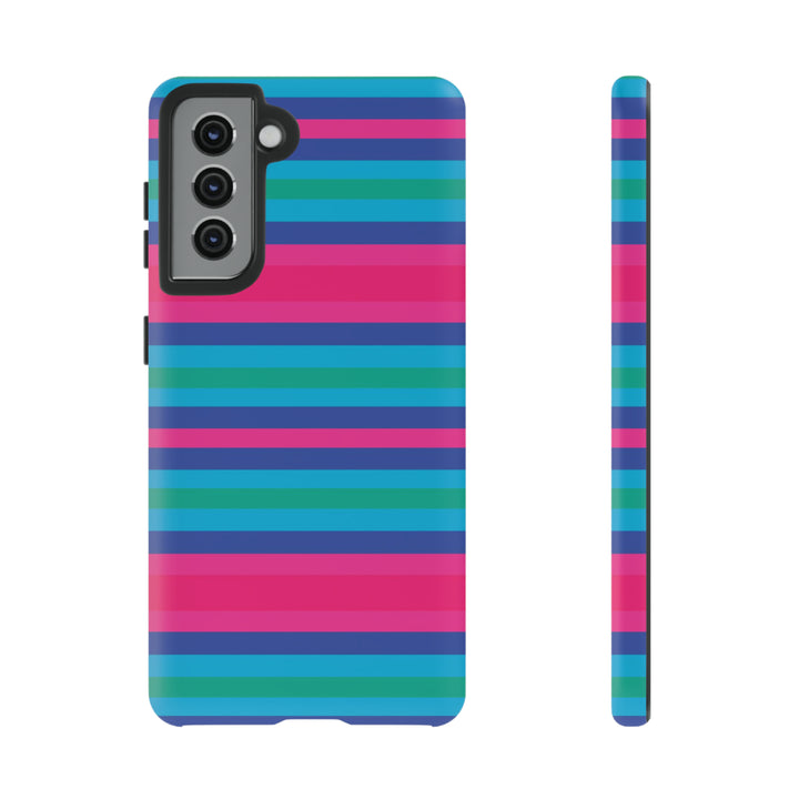 Cute Samsung Phone Case | Aesthetic Samsung Phone Case | Stripes Blue Pink | Galaxy S23, S22, S21, S20 | Luxury Double Layer | Cool - Studio40ParkLane