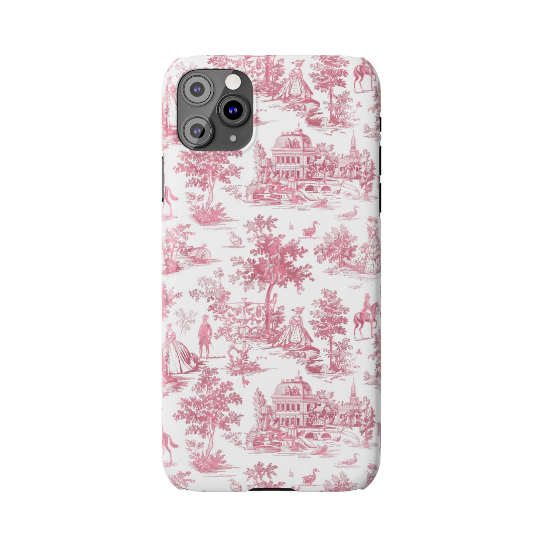 Slim Pink Vintage French Toile Cute Phone Cases for Iphone 16 Pro Max | iPhone 15 Case | iPhone 15 Pro Max Case, Iphone 14, Iphone 14 Pro Max, Iphone 13 12 11 8 7 - Studio40ParkLane