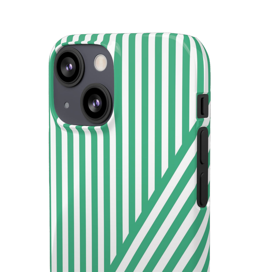 Aesthetic Emerald Stripes Cute Phone Case Sleek Snap - For iPhone 17 Pro Max iPhone 16 Pro iPhone 15 Iphone 14 Plus 13 Pro 12 11 10 Gift