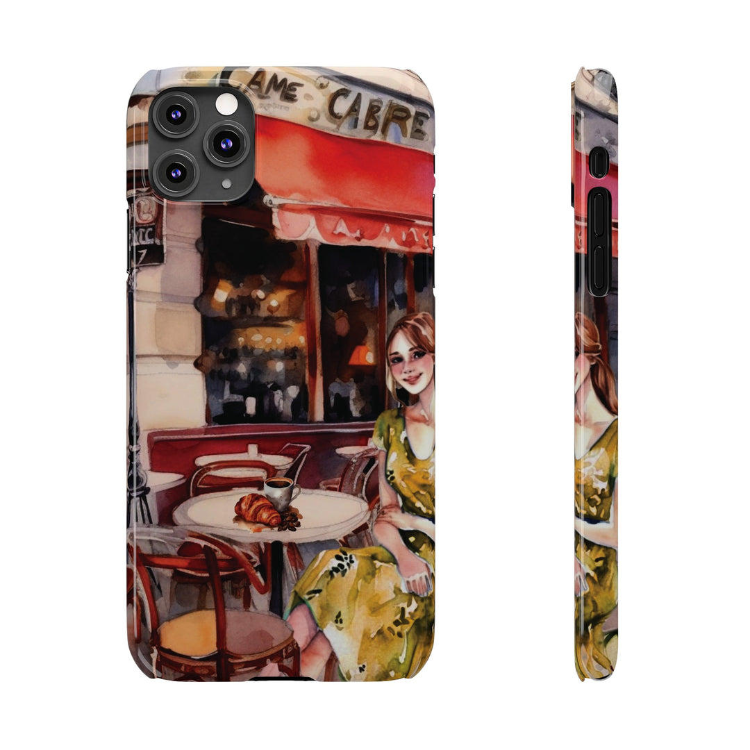 Slim Cute Phone Cases for Iphone - | iPhone 15 Case | iPhone 15 Pro Max Case, Iphone 14 Case, Iphone 14 Pro Max, Iphone 13, Paris Cafe Coffee Croissant - Studio40ParkLane