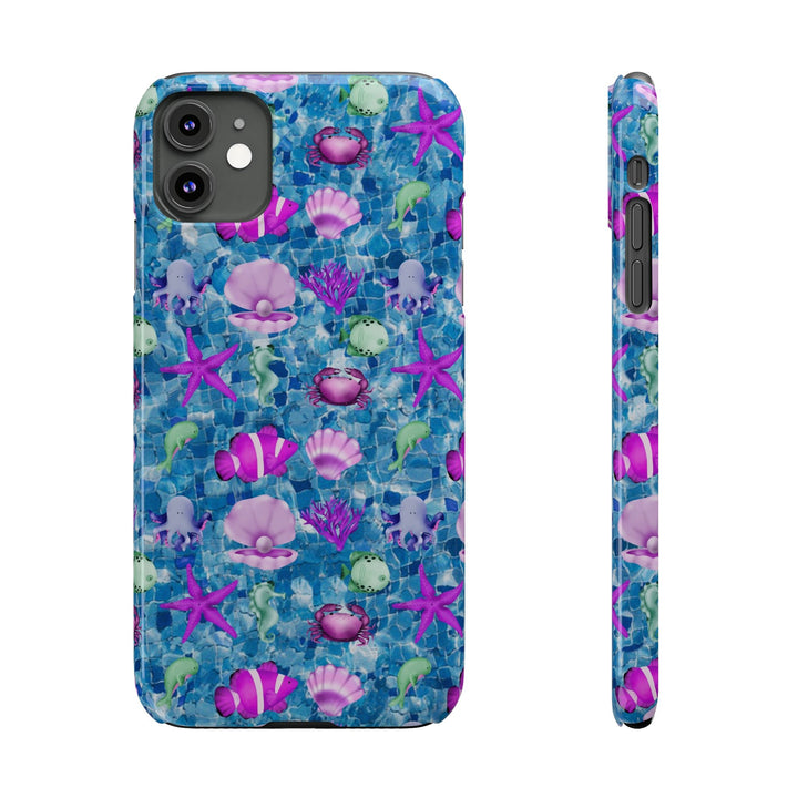 Slim Cute Phone Cases for Iphone - | iPhone 15 Case | iPhone 15 Pro Max Case, Iphone 14 Case, Iphone 14 Pro Max, Iphone 13, Blue Pink Under Sea - Studio40ParkLane