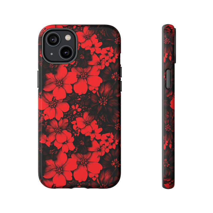 Cute IPhone Case | Red Black Flowers, iPhone 15 Case | iPhone 15 Pro Case, Iphone 14 Case, Iphone 14 Pro Max Case, Protective Iphone Case - Studio40ParkLane