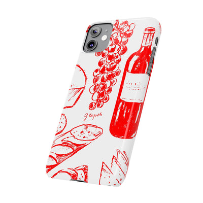 Slim Cute Phone Cases for Iphone  | iPhone 15 Case | iPhone 15 Pro Max Case, Iphone 14, Iphone 14 Pro Max, Iphone 13, French Food Wine Red