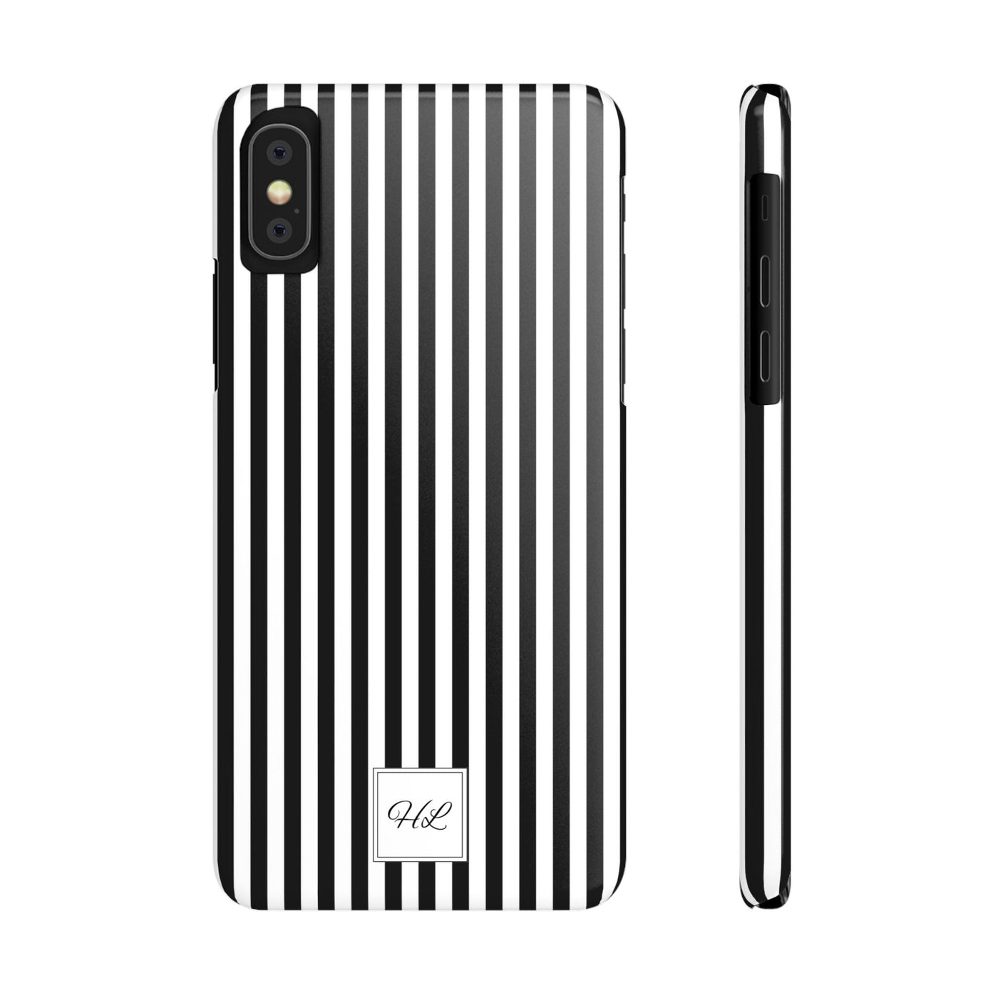Slim Custom Personalized Black White Striped Phone Case for Iphone 16 - | iPhone 15 Pro Max Case | iPhone 14 Case Iphone 13 12 11 10 9 8 - Studio40ParkLane