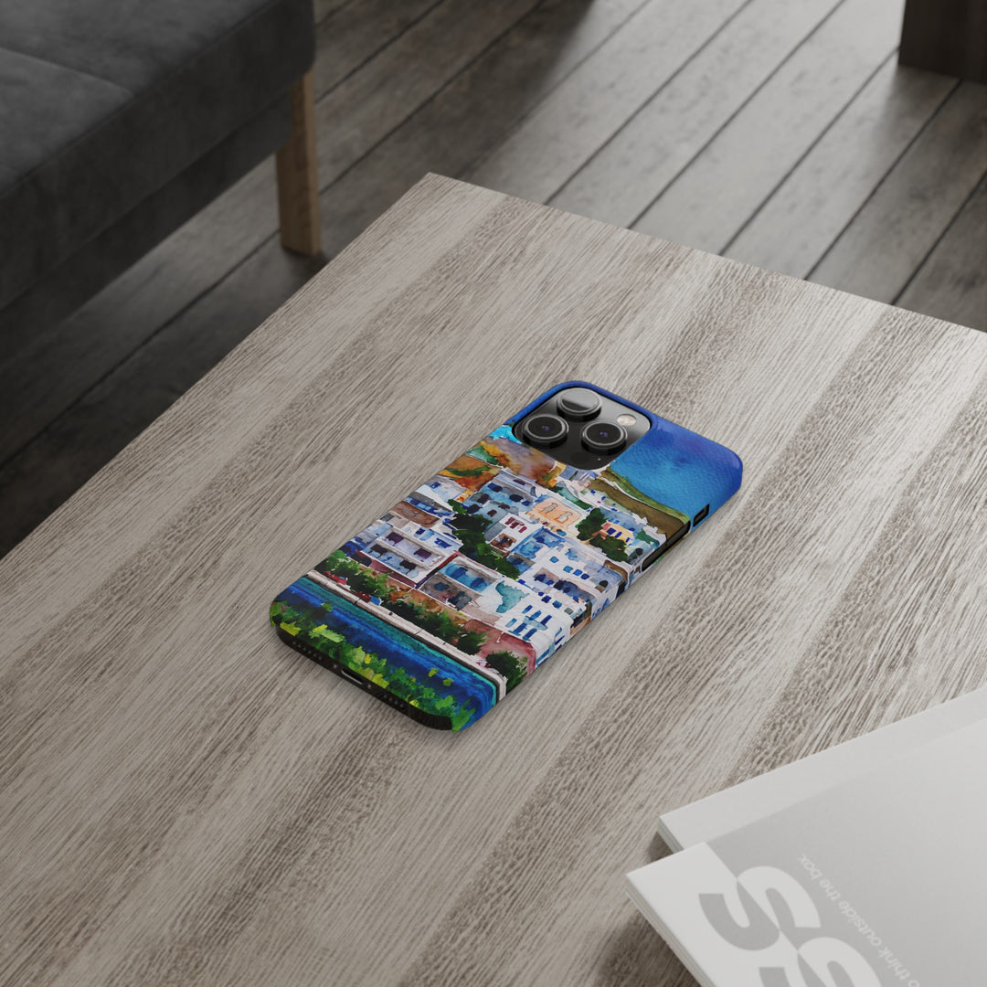 Slim Cute Phone Cases for Iphone | iPhone 15 Case | iPhone 15 Pro Max Case, Iphone 14, Iphone 14 Pro Max, Iphone 13, Colorful Greek House Watercolor - Studio40ParkLane