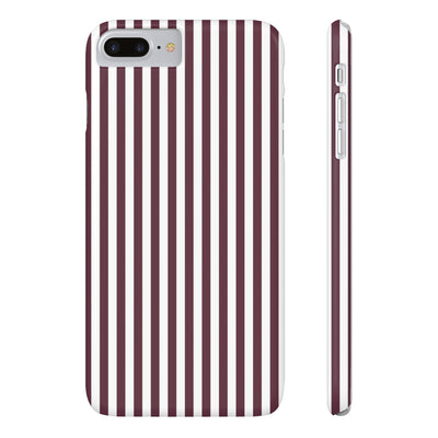 Slim Burgundy Wine Striped Cute Phone Case for Iphone 16 - | iPhone 15 Pro Max Case | iPhone 14 Case Iphone 13 12 11 10 9 8 7 Gift for Her - Studio40ParkLane