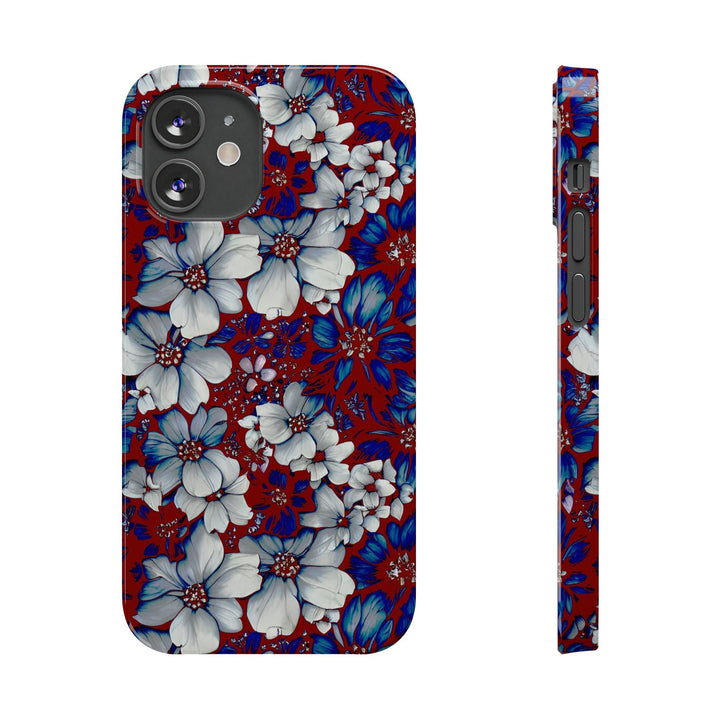 Slim Cute Phone Cases for Iphone - | iPhone 15 Case | iPhone 15 Pro Max Case, Iphone 14 Case, Iphone 14 Pro Max, Iphone 13, Red Blue Flowers - Studio40ParkLane