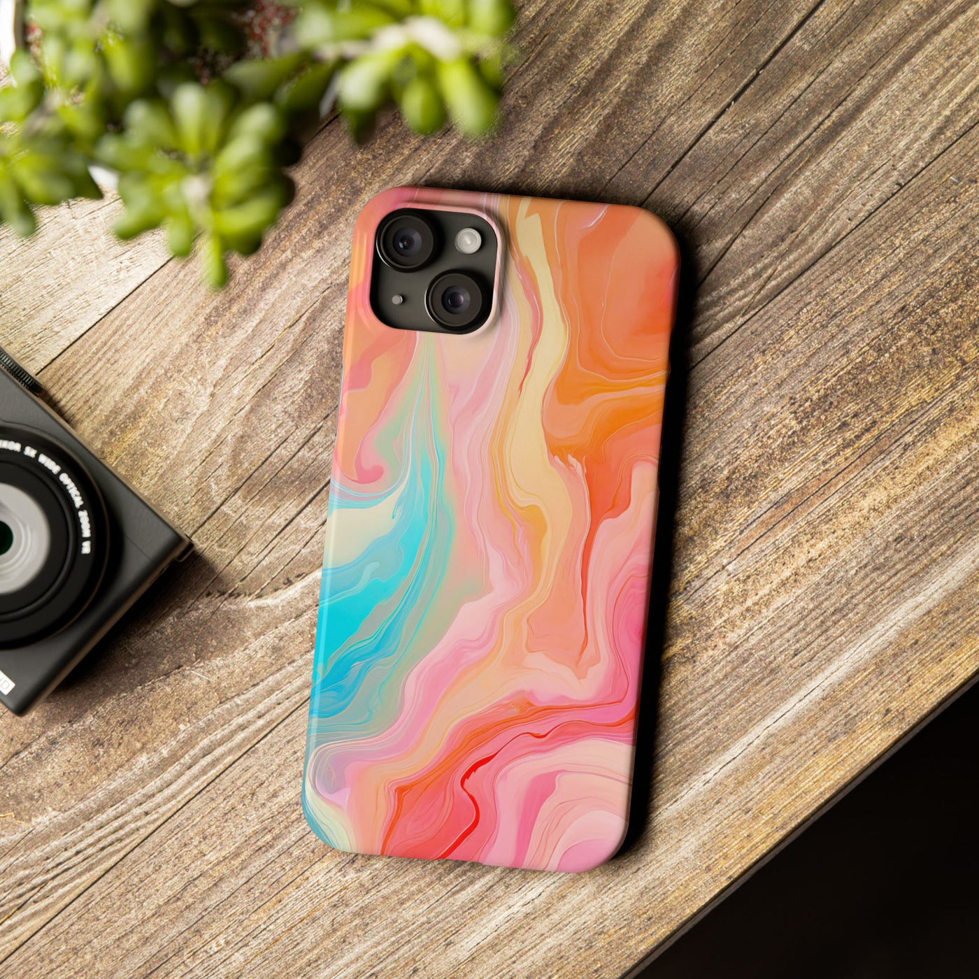 Slim Blue Pink Orange Marbled Cute Phone Cases for Iphone 16 Pro Max | iPhone 15 Case | iPhone 15 Pro Max Case, Iphone 14, Iphone 14 Pro Max, Iphone 13 12 11 8 7