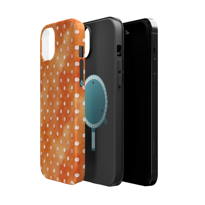Aesthetic Tough Magsafe Orange Polka Dots Phone Case - For iPhone 17 Pro Max iPhone 16 Pro iPhone 15 Iphone 14 Plus 13 Pro 12 11 10 XR - Studio40ParkLane