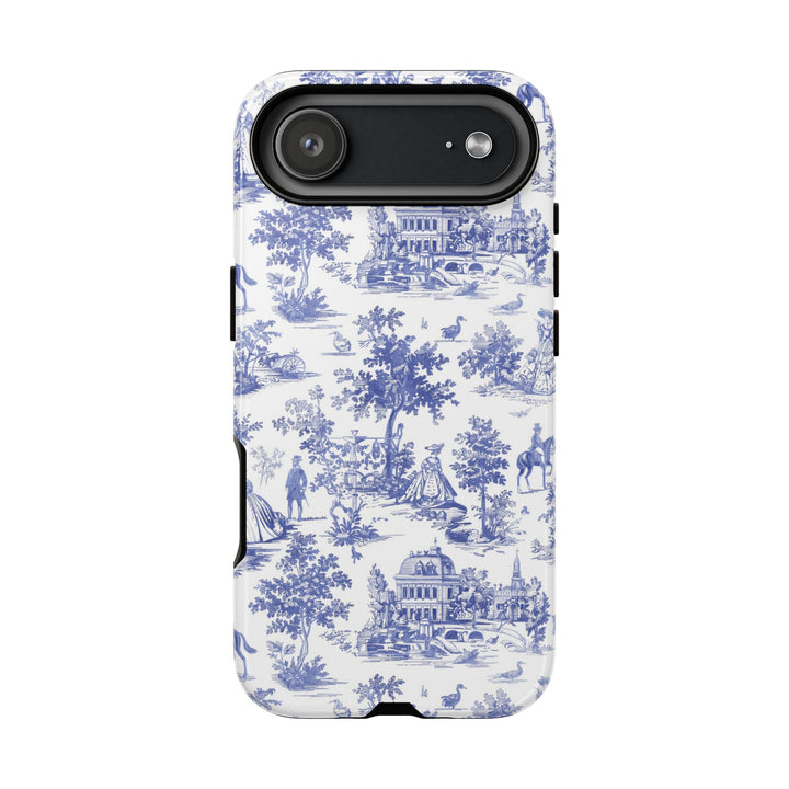 French Toile Blue Coquette Tough Phone Case - For iPhone 17 Pro Max iPhone 16 Pro Case iPhone Iphone 15 Case 14 13 12 11 Cute Phone Case - Studio40ParkLane
