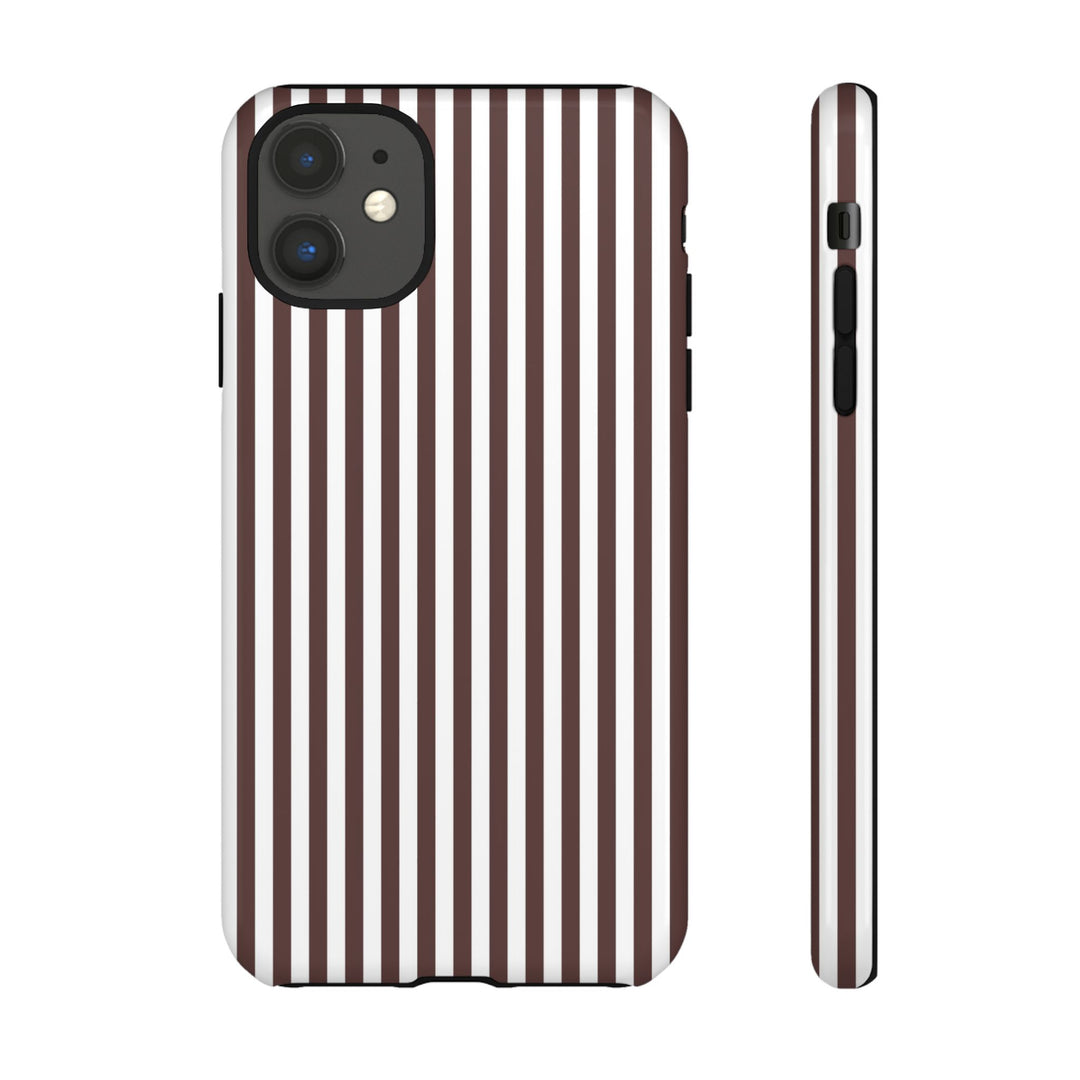 Tough Premium Brown Stripes Phone Case Gift for Her - For Apple iPhone 16 Pro Max 16e iPhone 15 Pro iPhone Iphone 14 Plus 13 Pro 12 SE XR - Studio40ParkLane