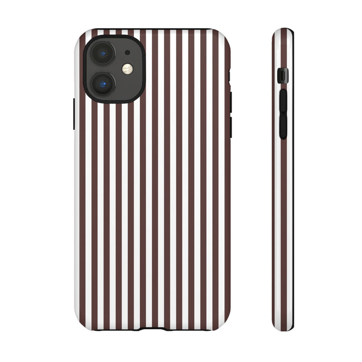 Tough Premium Brown Stripes Phone Case Gift for Her - For Apple iPhone 16 Pro Max 16e iPhone 15 Pro iPhone Iphone 14 Plus 13 Pro 12 SE XR - Studio40ParkLane