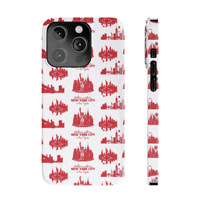 Slim New York Skyline Red Collage Coquette Gift for Her Cute Phone Cases for Iphone 16 Pro Max | iPhone 15 Case | iPhone 15 Pro Max Case, Iphone 14, Iphone 14 Pro Max, Iphone 13 12 11 8 7