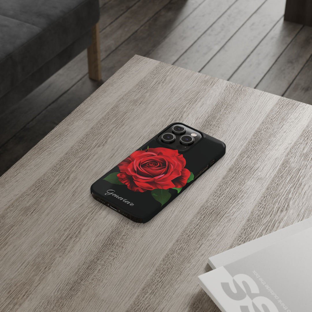 Slim Custom Personalized Red Rose Flowers Gift for Her Cute Phone Cases for Iphone 16 Pro Max | iPhone 15 Case | iPhone 15 Pro Max Case, Iphone 14, Iphone 14 Pro Max, Iphone 13 12 11 8 7 - Studio40ParkLane