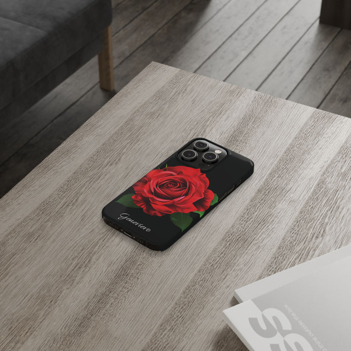 Slim Custom Personalized Red Rose Flowers Gift for Her Cute Phone Cases for Iphone 16 Pro Max | iPhone 15 Case | iPhone 15 Pro Max Case, Iphone 14, Iphone 14 Pro Max, Iphone 13 12 11 8 7 - Studio40ParkLane
