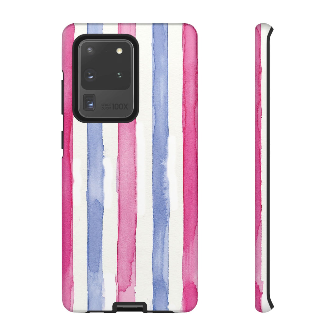 Tough Cute Pink Blue Stripes Phone Case, for IPhone 17 Pro Max | Iphone 17 Air, Iphone 16, IPhone 15, 14 13 12, Samsung Galaxy S26, S25, S24, S23 - Studio40ParkLane