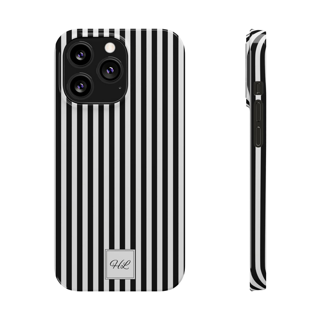 Slim Custom Personalized Black White Striped Phone Case for Iphone 16 - | iPhone 15 Pro Max Case | iPhone 14 Case Iphone 13 12 11 10 9 8 - Studio40ParkLane