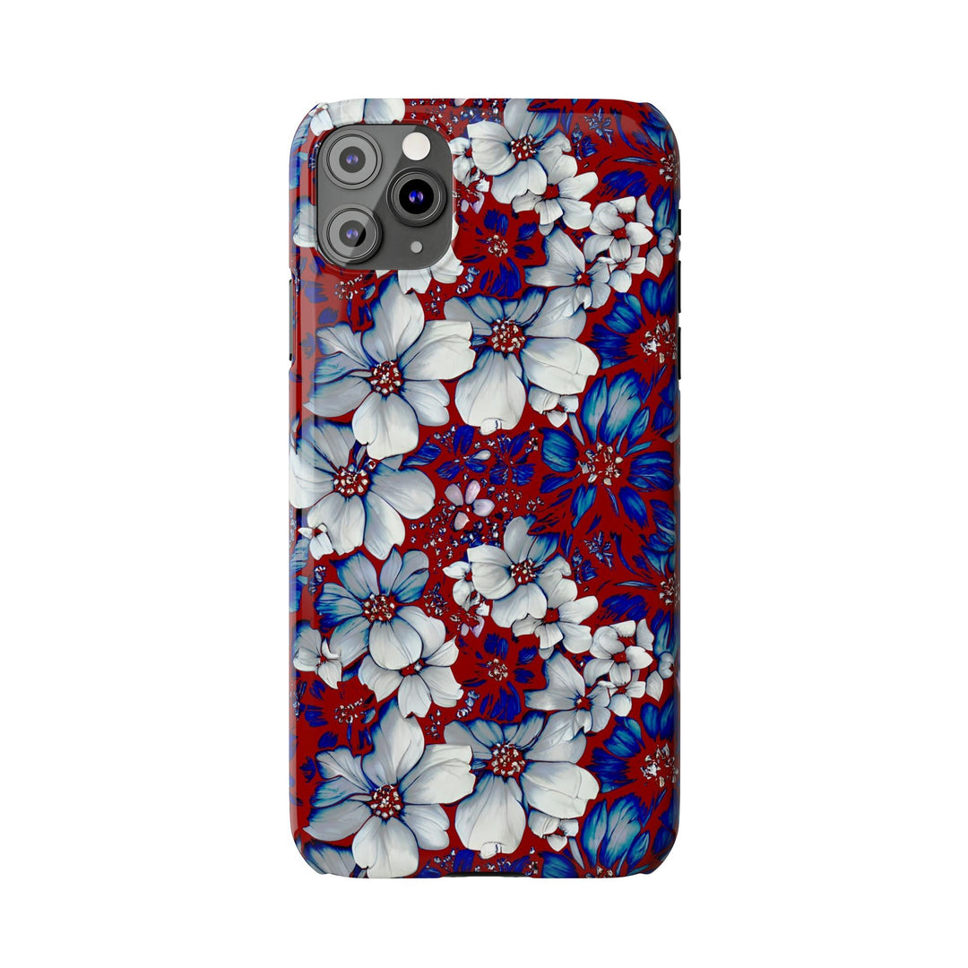 Slim Cute Phone Cases for Iphone - | iPhone 15 Case | iPhone 15 Pro Max Case, Iphone 14 Case, Iphone 14 Pro Max, Iphone 13, Red Blue Flowers - Studio40ParkLane