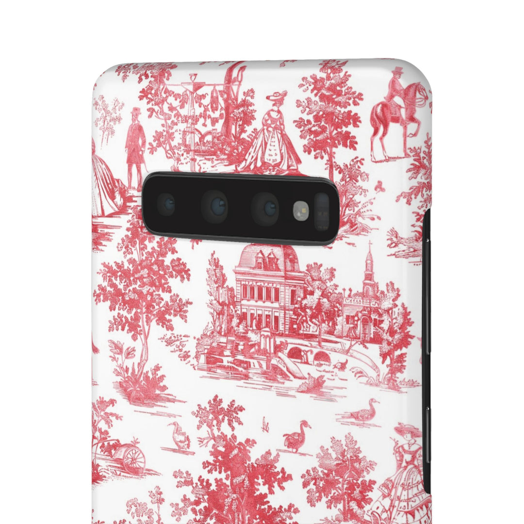 Snap French Toile Personalized Initial Custom Gift for Her Cute Phone Cases for Samsung S24, S23, S22, S21, S20, Plus and Ultra and Iphone, 16, 15, 14, 13, 12, 11. 10 - Studio40ParkLane