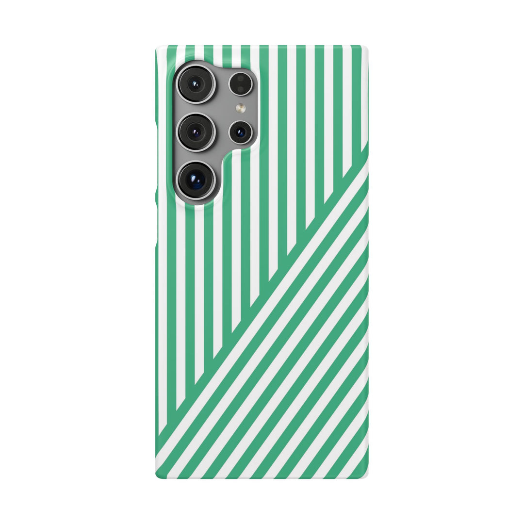 Aesthetic Emerald Stripes Cute Phone Case Sleek Snap - For iPhone 17 Pro Max iPhone 16 Pro iPhone 15 Iphone 14 Plus 13 Pro 12 11 10 Gift