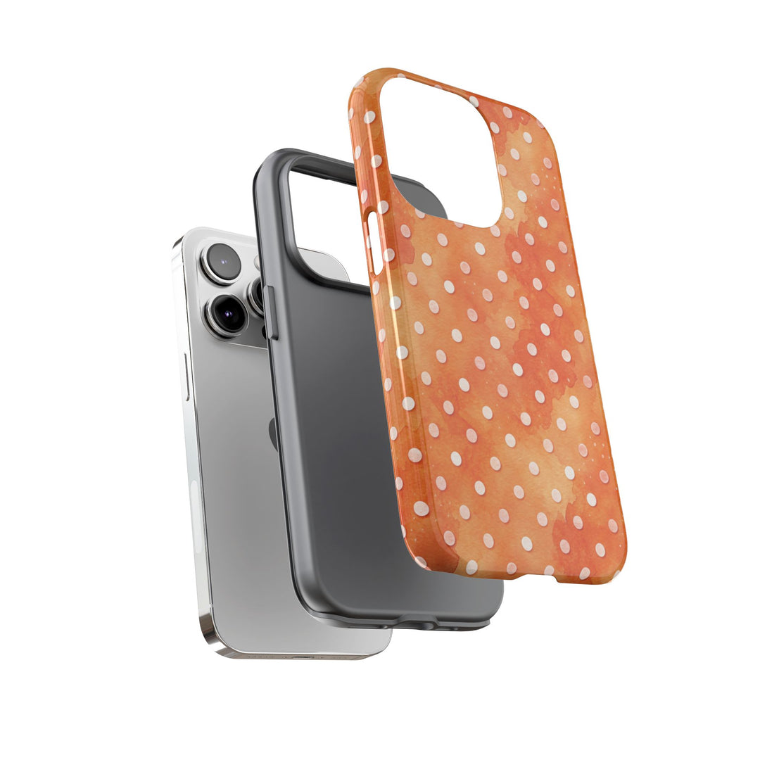 Aesthetic Tough Orange Polka Dots Watercolor Phone Case - For iPhone 17 Pro Max iPhone 16 Pro iPhone 15 Iphone 14 Plus 13 Pro 12 11 10 XR - Studio40ParkLane