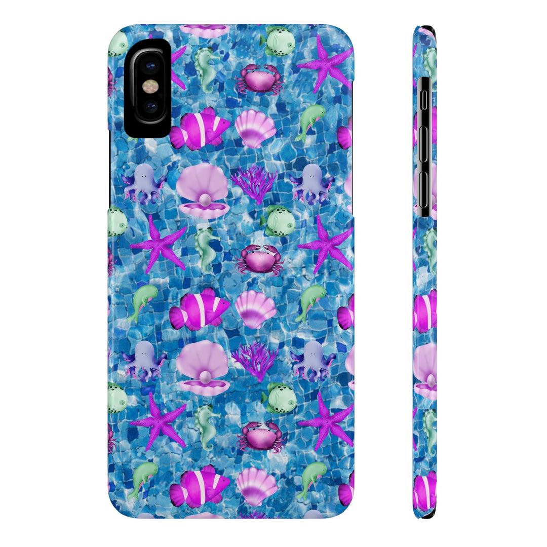 Slim Cute Phone Cases for Iphone - | iPhone 15 Case | iPhone 15 Pro Max Case, Iphone 14 Case, Iphone 14 Pro Max, Iphone 13, Blue Pink Under Sea - Studio40ParkLane