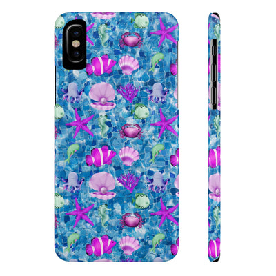 Slim Cute iPhone Cases - | iPhone 15 Case | iPhone 15 Pro Max Case, Iphone 14 Case, Iphone 14 Pro Max, Iphone 13, Blue Pink Under Sea