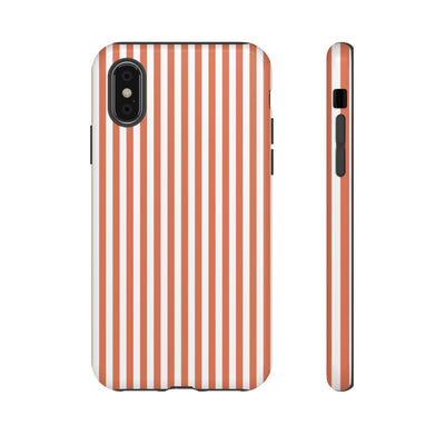 Tough Premium Peach Stripes Phone Case Gift for Her - For Apple iPhone 16 Pro Max 16e iPhone 15 Pro iPhone Iphone 14 Plus 13 Pro 12 SE XR - Studio40ParkLane