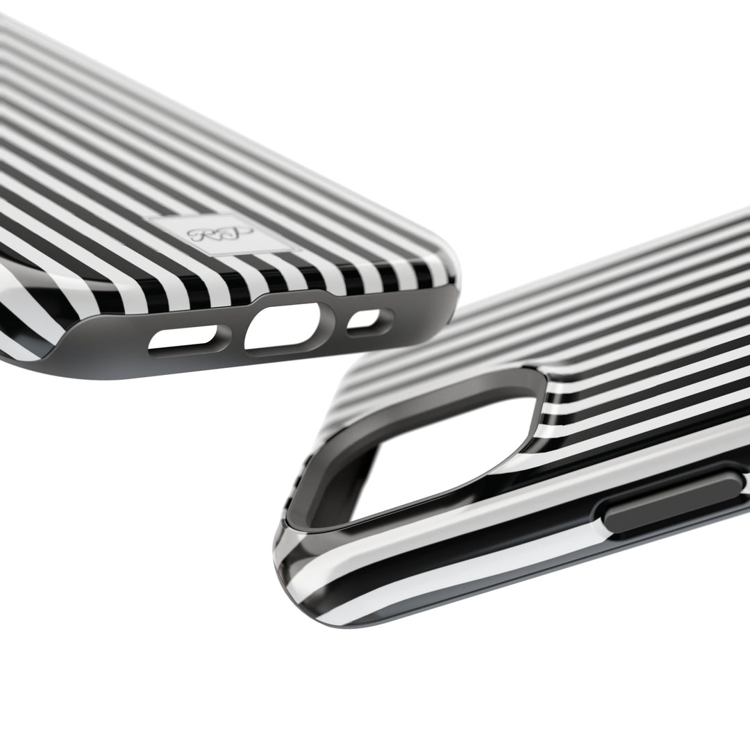 Custom Personalized Black White Striped Magsafe Phone Case for Iphone 17 - | iPhone 16 Pro Max Case | iPhone 15 Case Iphone 14 13 12 11 10 - Studio40ParkLane