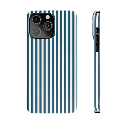 Slim Teal Blue Striped Cute Phone Case for Iphone 16 - | iPhone 15 Pro Max Case | iPhone 14 Case Iphone 13 12 11 10 9 8 7 X XS Gift for Her - Studio40ParkLane