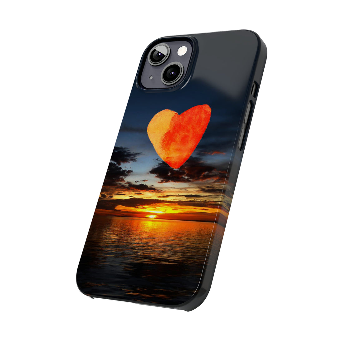 Slim Cute Phone Cases for Iphone - | iPhone 15 Case | iPhone 15 Pro Max Case, Iphone 14 Case, Iphone 14 Pro Max, Iphone 13, Rising Heart Sunset - Studio40ParkLane