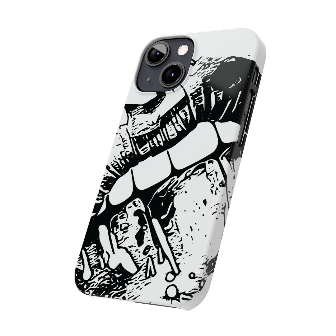 Slim Cute Phone Cases for Iphone - | iPhone 15 Case | iPhone 15 Pro Max Case, Iphone 14 Case, Iphone 14 Pro Max, Iphone 13, Smile Lips Black and White - Studio40ParkLane