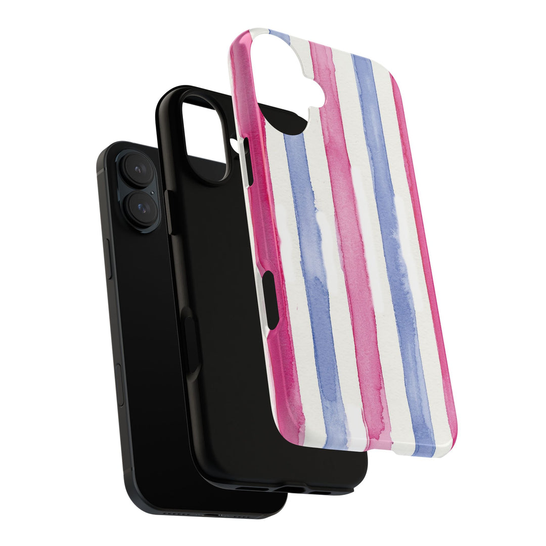 Tough Cute Pink Blue Stripes Phone Case, for IPhone 17 Pro Max | Iphone 17 Air, Iphone 16, IPhone 15, 14 13 12, Samsung Galaxy S26, S25, S24, S23 - Studio40ParkLane