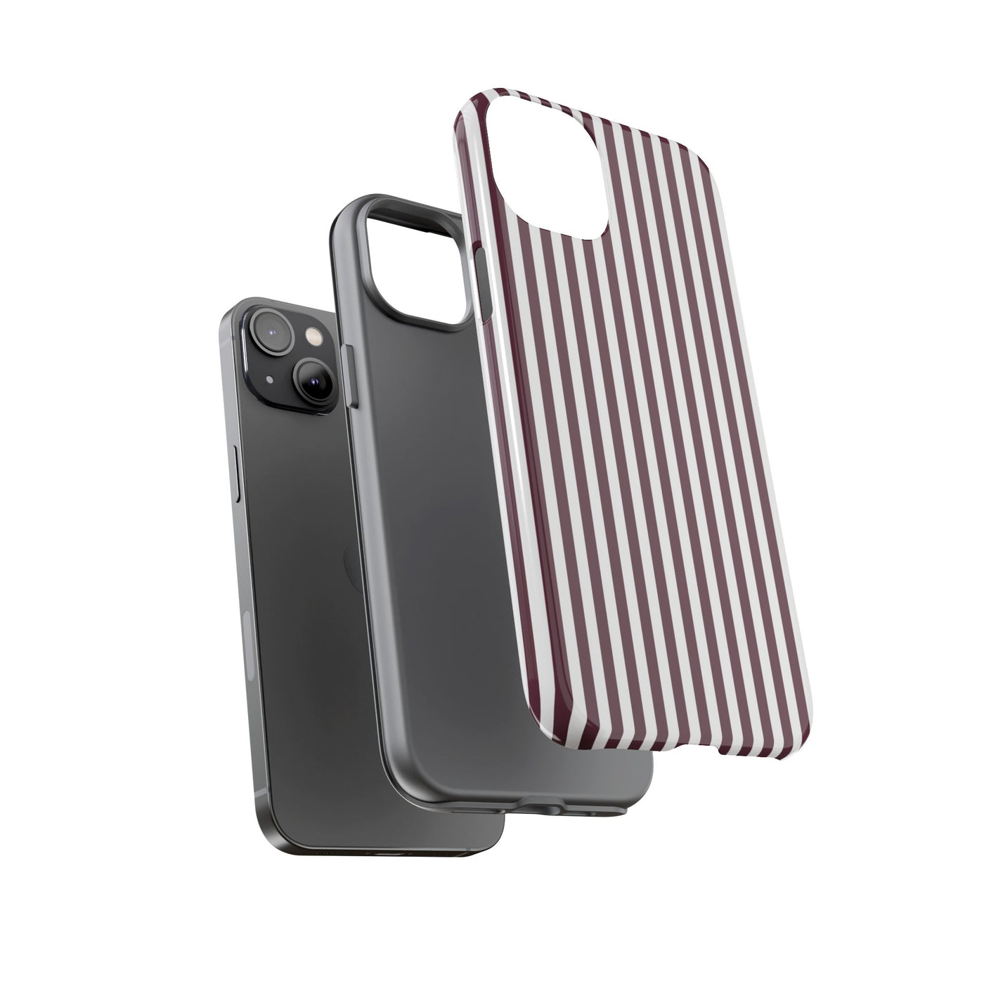 Tough Premium Burgundy Stripes Phone Case Gift for Her - For Apple iPhone 16 Pro Max 16e iPhone 15 Pro iPhone Iphone 14 Plus 13 Pro 12 SE XR - Studio40ParkLane