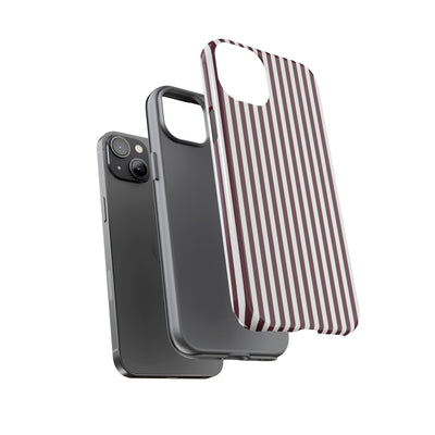 Tough Premium Burgundy Stripes Phone Case Gift for Her - For Apple iPhone 16 Pro Max 16e iPhone 15 Pro iPhone Iphone 14 Plus 13 Pro 12 SE XR - Studio40ParkLane