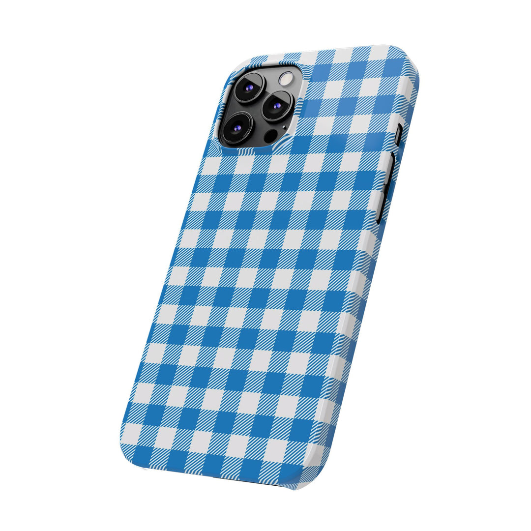 Slim Blue Gingham Gift for Her Cute Phone Cases for Iphone 16 Pro Max | iPhone 15 Case | iPhone 15 Pro Max Case, Iphone 14, 13, 12, 11, 10, 8, 7 - Studio40ParkLane