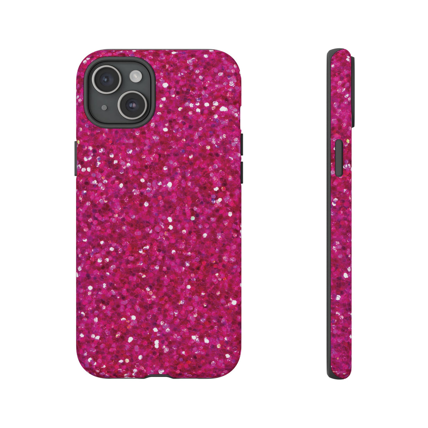 Chic Pink Faux Play on Glitter Effect Cute Phone Case, for IPhone 16 pro Max | Iphone 15, Iphone 14, IPhone 13 Case, 11 8 7, Samsung Galaxy S24, S23, S22, S21, 2 Layer Protection